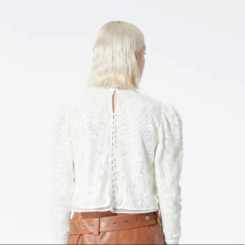 The Kooples Ecru Lace Top high neck - NWT  size M - Picture 5 of 7